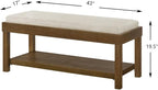 24KF Large Rectangular Storage Bench,Upholstered Seat Cushion,Ottoman Coffee Table with Ivory Removable Cushion for Living Room,Entryway Bench Bed Bench with Solid Wood Shelf,5069-Ivory