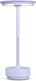 Rechargeable Cordless Table Lamp, Portable 5000mAh LED Touch Table Light, 3 Color Stepless Dimming Battery Powered Table Lamp for Outdoor/Restaurant/Patio.(Light Purple)