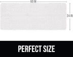 KANGAROO Bathroom Rugs, Chenille Soft Absorbent Bath Rug, Shaggy Shower Mat, Quick Dry Machine Wash Bathmat, Plush Carpet Mats for Tub, Bathtub and Room Home Decor Accessories, 60x24, White
