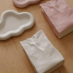 WENSHUO Crinkle Paper Bag Shape Ceramic Vase, Large Capacity for Flower Arrangement, Bookshelf Decorative (Nacre White)