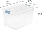Sterilite 30-Pack Latching Box, Under Bed Storage Bins with Lids, Clear Plastic, 64 Quart - Heavy-Duty Organizing Containers for Closet, Bathroom, and Office