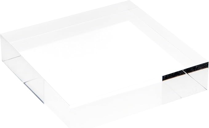 Plymor Clear Polished Acrylic Square Display Block, 1" H x 4" W x 4" D