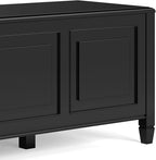 SIMPLIHOME Connaught Storage Bench - 51 inch Wide Solid Wood Trunk Bench in Black, Traditional Bench for Entryway with Lift-Up Lid and 3 Hidden Compartments