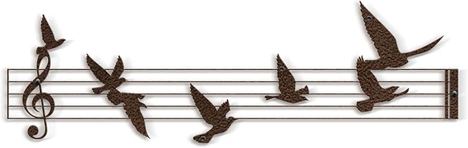 SIGNLEADER Metal Wall Art Decor Music Notes and Birds Modern Abstract Wall Sculpture Hangings Home Decoration for Living Room, Bedroom, Bathroom, Kitchen, Outdoor - 18" Bronze