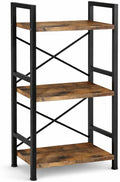 Small Bookshelf for Small Spaces, 3-Tier Industrial Bookcase with Metal Frame and Wood Shelves, Narrow Storage Shelf for Living Room, Bedroom, Apartment