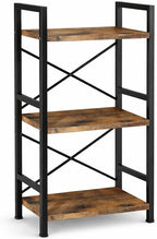 Small Bookshelf for Small Spaces, 3-Tier Industrial Bookcase with Metal Frame and Wood Shelves, Narrow Storage Shelf for Living Room, Bedroom, Apartment