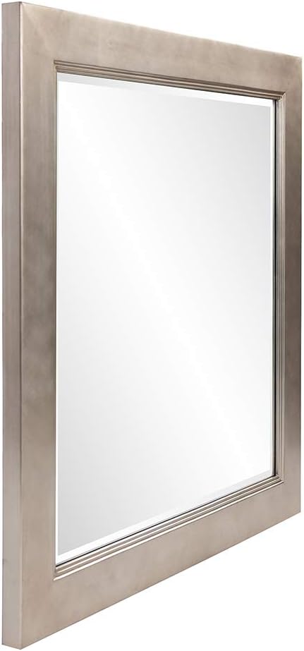 Howard Elliott Millenium Hanging Square Mirror for Wall, Beveled Edges Mirror with Silver Leaf Finish, Accent Mirror Home Décor Vanity Mirrors for Living Room & Entryway, 40 x 40 Inch