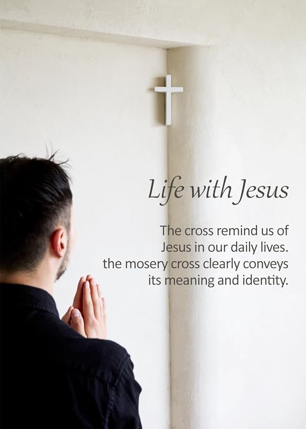 mosery Wall Cross Corner-Attached White Color 5.9 high inch For Christmas, Christians Spiritual Religious Cross With Magnetic on Wall For Church Room Decoration (1EA/Pack)