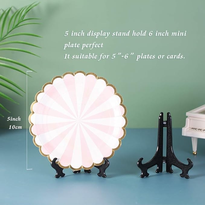 Artliving 5 Inch Black 12pcs/Set Plastic Easels Plate Display Stands Picture Frame Stand Holder