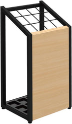 AKIRA Mid-Size Umbrella Stand for 12-Umbrellas Modern Natural Wood Grain & Black Metal Entryway Organizer Rack Holder for Office or Lobby, Model US-US-0325-BKNA