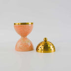 Natural Marble Incense Burner with Brass Accents 6.29 x 3.54 inches Multi-Purpose Holder for Cones/Sticks/Sage, Home Decor & Relaxation (Yellow)