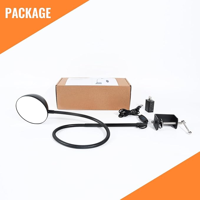 Long Gooseneck Clamp Lamp, Clip Desk Lamp with Clamp, 10W, 1100 LMS, 3 Color Modes, 10 Brightness Levels, 31 Inches Long Flaxible Gooseneck, Perfect for Craft, Reading, Home, Office
