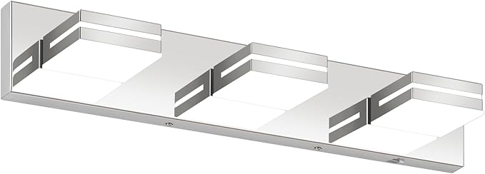 Bathroom Vanity Lighting Fixtures Over Mirror (3-Light, 24-Inch) Modern LED Bathroom Wall Lighting Fixtures, Chrome (Cool White 6000K)