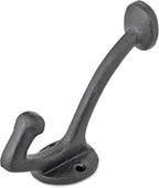 Ambipolar 5-Pack Vintage Decorative Cast Iron Wall Mounted Coat Hooks, Heavy Duty Black Hooks for Coats, Hats, Purse, Towels, Modern Farmhouse Decorative Hooks Black