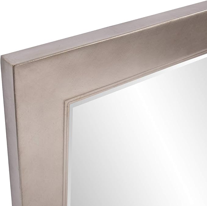 Howard Elliott Millenium Hanging Square Mirror for Wall, Beveled Edges Mirror with Silver Leaf Finish, Accent Mirror Home Décor Vanity Mirrors for Living Room & Entryway, 40 x 40 Inch