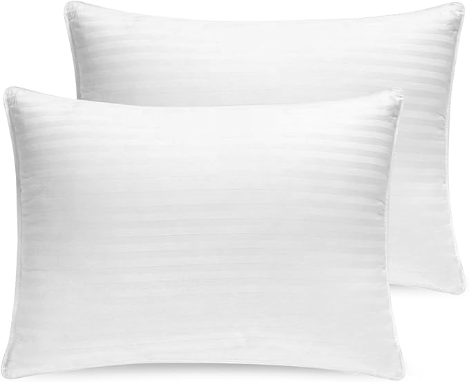 Down and Feathers Pillows King Size - 2 Pack, Premium Soft Pillow Authentic Canadian White Goose Down, 100% Cotton Cover for Comfort Luxury Experience - Includes Pillow Case