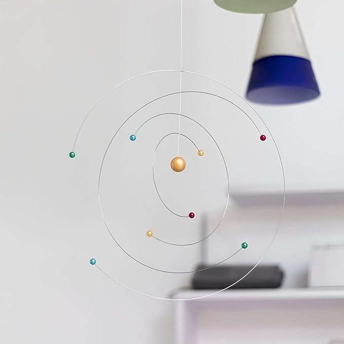 Atom Model Hanging Mobile - 13 Inches - Modern Decor Hanging Mobile for Home Office & Study, Contemporary Wall Ceiling Art - Handmade in Denmark by Flensted