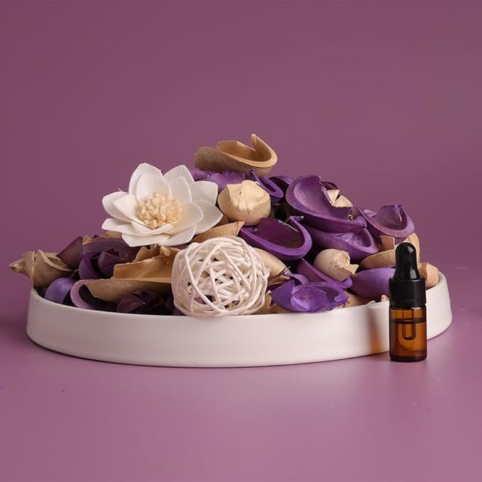 KAV Potpourri Bowl Filler, Spring Pot pourri Dried Flower Vase Fill Mix, Home Decor Scented Dry Petal Puporri, Cinnamon and Citrus, Natural Flower Home Fragrance 14 oz (Lavish Lavender)