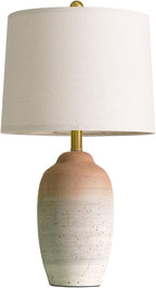 24.5" Vintage Ceramic Table Lamp - Single Farmhouse Rustic Bedside Lamp with Natural Textured Finish, Nightstand Lamps for Living Room, Bedroom, End Table, Office White and Brown