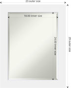 Amanti Art White Wall Mirror 29x23 Corvino White Rectangle Bathroom Mirror for Wall Decor Living Room, Medium Modern Wood Frame, Hangs Horizonally and Vertically, Bathroom Decor, Beveled Edge