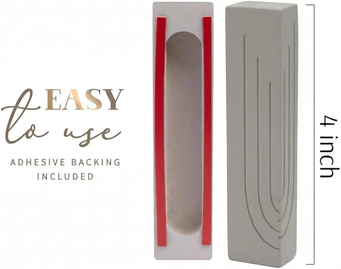 SURI Mezuzah for Door – 4 Inch Gray Concrete Mezuza Case with Printed Scroll, Self-Stick Adhesive, Fits a 3 Inch Scroll, Gift Box Included
