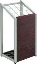 AKIRA Mid-Size Umbrella Stand for 12-Umbrellas Modern Brown Wood Grain & Gray Metal Entryway Organizer Rack Holder for Office or Lobby, Model US-US-0325-GYDB