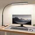 LED Desk Lamp with Clamp, Eye-Protection Clip on Desk Lamp, 5 Modes 10 Brightness Adjustment, 360°Flexible Gooseneck Lamp for Home Office, Lamps with USB Adapter，Black