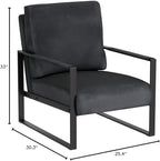 Container Furniture Classic Mid Century Modern Accent Chair with Durable Square Metal Frame, Armchair for Living Room, Bedroom, Home Office in Plush Velvet Upholstery, Black