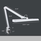 Neatfi Task Lamp – 2,500 Lumens, 30W, 22-Inch Wide Shade, 4 Brightness Levels, Eye-Caring Light, Clamp Mount, LED Task Light for Manicure Table, Crafts, Workbench, Office (Non-CCT, White)