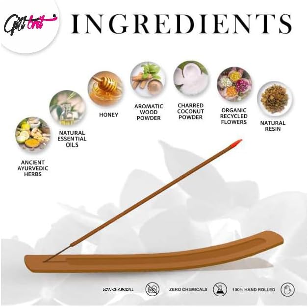 Giftbrit Patchouli Natural & Herbal Incense Sticks 100 Sticks with Incense Holder for Meditation, Yoga, Church, Relaxation, Healing and Positivity