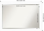 Amanti Art White Wall Mirror 27x39 Basic White Narrow Rectangle Bathroom Mirror for Wall Decor Living Room, Large Casual Wood Frame, Hangs Horizonally and Vertically, Bathroom Decor, Beveled Edge