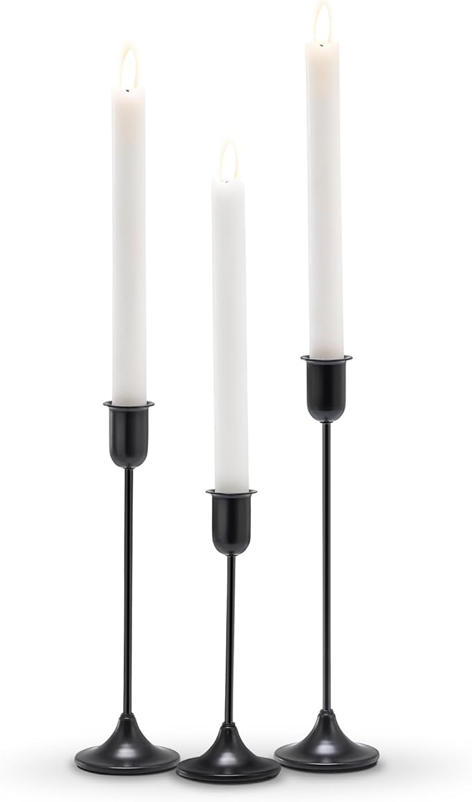 Candle Holder 3 PCS Candlestick Holders, Black Taper Candle Stick Holder, Modern Decorative Centerpiece, Christmas Decor, Gift for Home Fireplace Housewarming Candelabra Décor