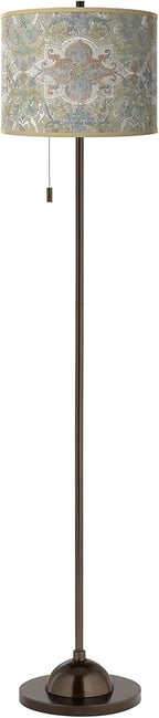 Lucrezia Bronze Club Floor Lamp with Print Shade