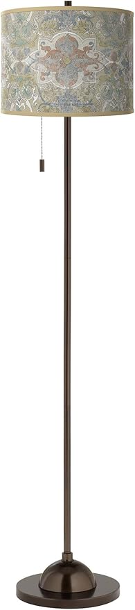 Lucrezia Bronze Club Floor Lamp with Print Shade