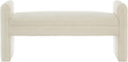 24KF Modern Upholstered Bed Bench Covered with Soft Boucle Teddy Fabric, Lovely Entryway Bench Ottoman with Armrest,5062-Cream