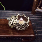 Gold Classic Incense Burner,Mini Lotus Cone Incenses Holder, 2.9 * 3cm Vintage Lotus Flower Shaped Incense Holder for Stick and Cone, Incense Holders