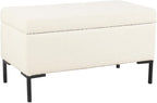 HomePop Upholstered Storage Bench with Metal Leg|Homepop Home Décor|Bench with Storage for Living Room & Entryway - Cream Boucle