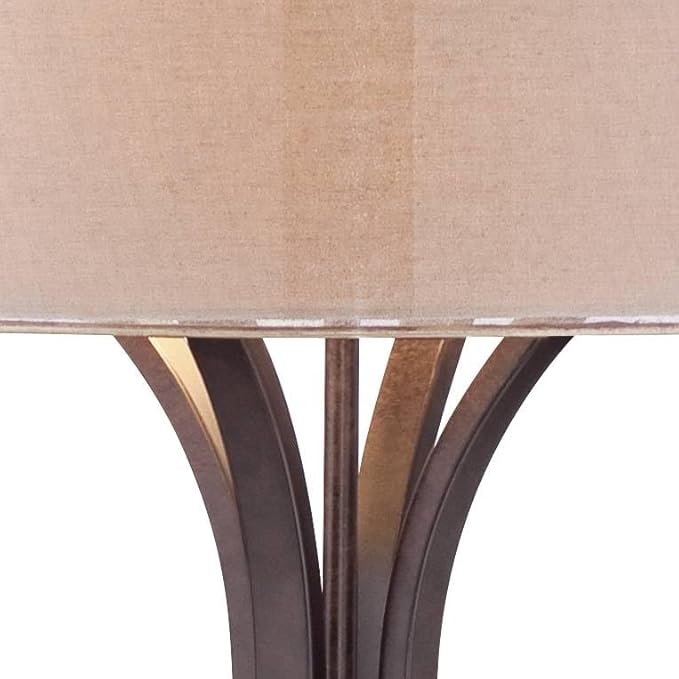 Franklin Iron Works Tristan Industrial Rustic 64" Tall Floor Lamp Standing with Smart Socket Deep Bronze Metal Sheer Tan Outer Textured Linen Inner Shade for Living Room Bedroom Office House Home