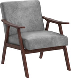 Accent Chair with Microfiber Upholstery and Solid Wood Frame, Classic Mid-Century Modern Living Room Furniture for Extra Seating, Spotted Grey