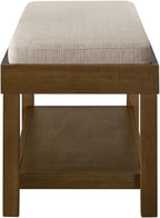 24KF Large Rectangular Storage Bench,Upholstered Seat Cushion,Ottoman Coffee Table with Linen Removable Cushion for Living Room,Entryway Bench Bed Bench with Solid Wood Shelf,5069-Linen