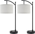 Table Lamp for Living Room Bedroom, 23.5" Table Lamps Set of 2 with USB C+A Ports, Bedside Lamps for Nightstand with Linen Lamp Shades, 2 Dimmable LED Bulbs Included, Black