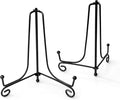 Iron Plate Stands for Display, Foldable Book Holder & Easel Stand for Sign, Versatile Poster Stand and Small Plate Stand for Home Decor, Art, Photo Frame, Card, Crystal Display (Black, 10 inch (2Pcs))