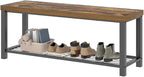 EXCEFUR Entryway Bench, Modern Wood and Metal Storage Bench for Hallway Front Door Entrance, Industrial Indoor Shoe Rack Bench Seat for Living Room Bedroom, 43.3 Inch Rustic Brown