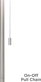Possini Euro Design Modern Minimalist Pole Floor Lamp Standing Thin 62" Tall Brushed Nickel Silver Blue Textured Fabric Drum Shade Decor for Living Room Reading House Bedroom Home