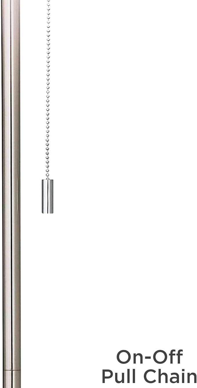 Possini Euro Design Modern Minimalist Pole Floor Lamp Standing Thin 62" Tall Brushed Nickel Silver Blue Textured Fabric Drum Shade Decor for Living Room Reading House Bedroom Home