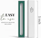 SURI Mezuzah Case – 5 Inch White Aluminum Mezuzah Cover with Printed Scroll, Self-Stick Adhesive, Fits a 4 Inch Mezuza Scroll, Open-Back Design for Indoor Use, Gift Box Included