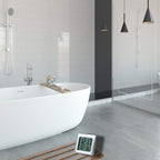 Large Waterproof Bathroom Shower Wall Clock, Big Digital Water Resistant Shatterproof Clock Thermometer Hygrometer for Bath, Temperature & Humidity Meter, Hanging & Table Standing & Mirror Suction Cup