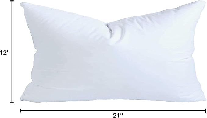 MoonRest® 12x21 Inch Synthetic Down Alternative Rectangle Pillow Insert Form Stuffer for Sofa Shams, Decorative Throw Pillow, Cushion and Bed Pillow Stuffing - Hypoallergenic 12“X 21”