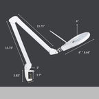 Neatfi Elite Super LED Magnifying Lamp with Clamp, 6” Glass Lens, Dual Magnification, 5D/12D, 6500K, Glare-Free, Nonpolar Dimming, Lamp for Reading, Sewing, Crafting (6 Inch Lens, White)