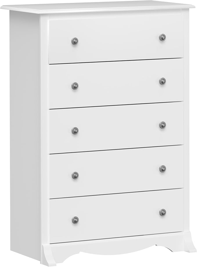 Prepac Sonoma Superior 5-Drawer Dresser for Bedroom - Spacious and Stylish Chest of Drawers, Measuring 17.75"D x 31.5"W x 44.75"H, In White Finish